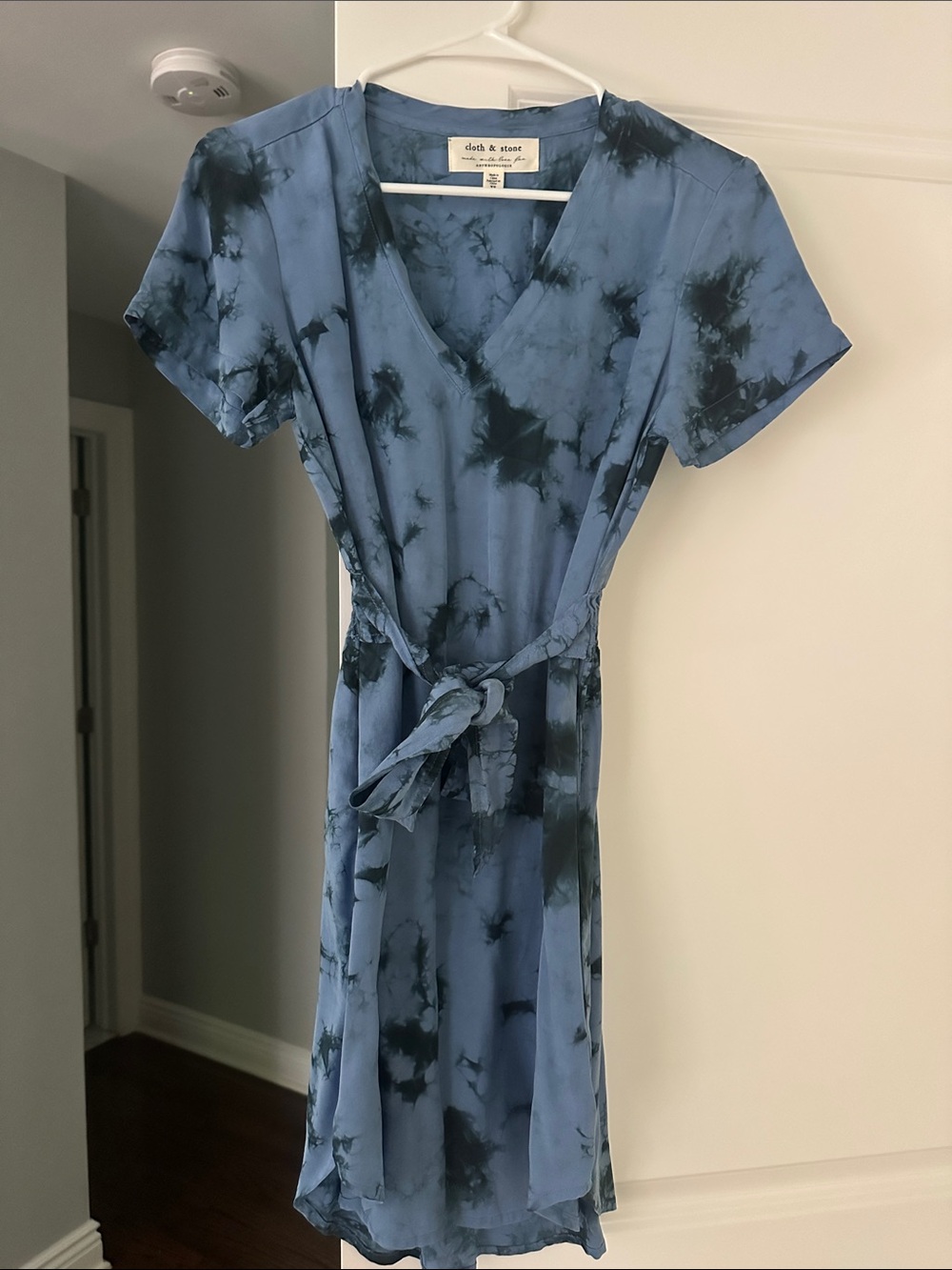 cloth & stone Slate Blue Tie-Dye V-Neck Wrap Dress - purchased at Anthropologie